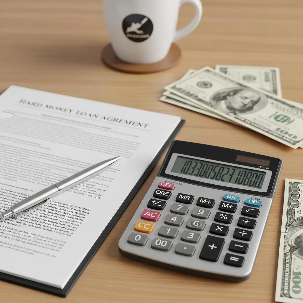 Calculator and loan documents used to estimate hard money loan fees