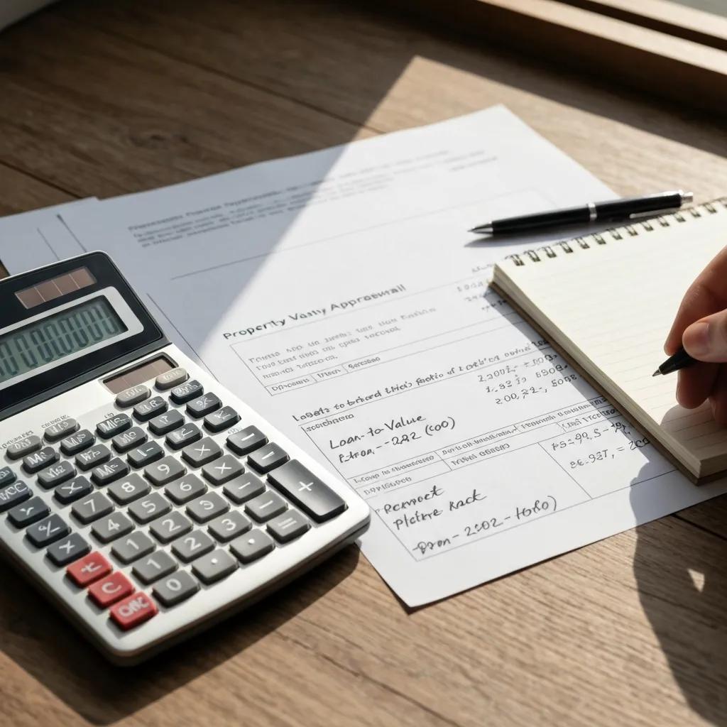 Calculator and property documents used to compute hard‑money LTV