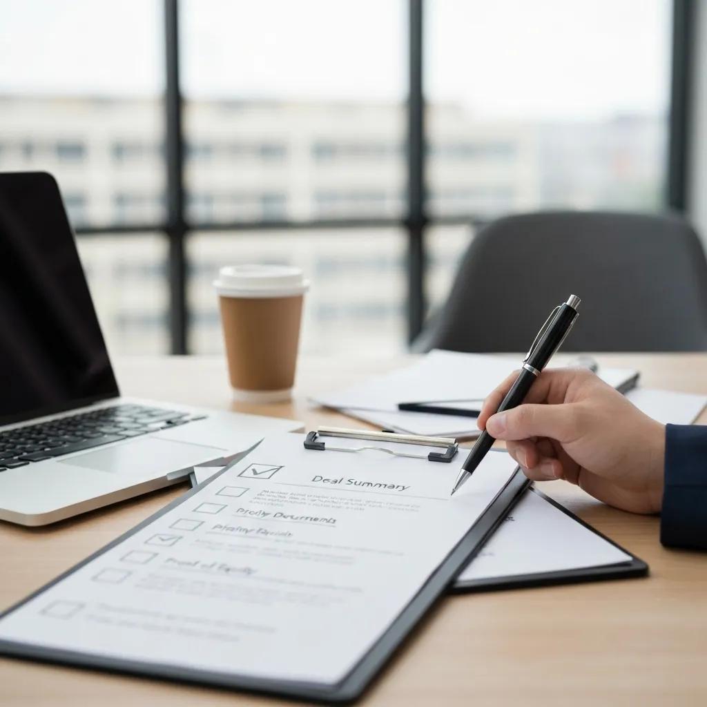 Clipboard with a checklist for quick real estate loan approvals sitting on a desk