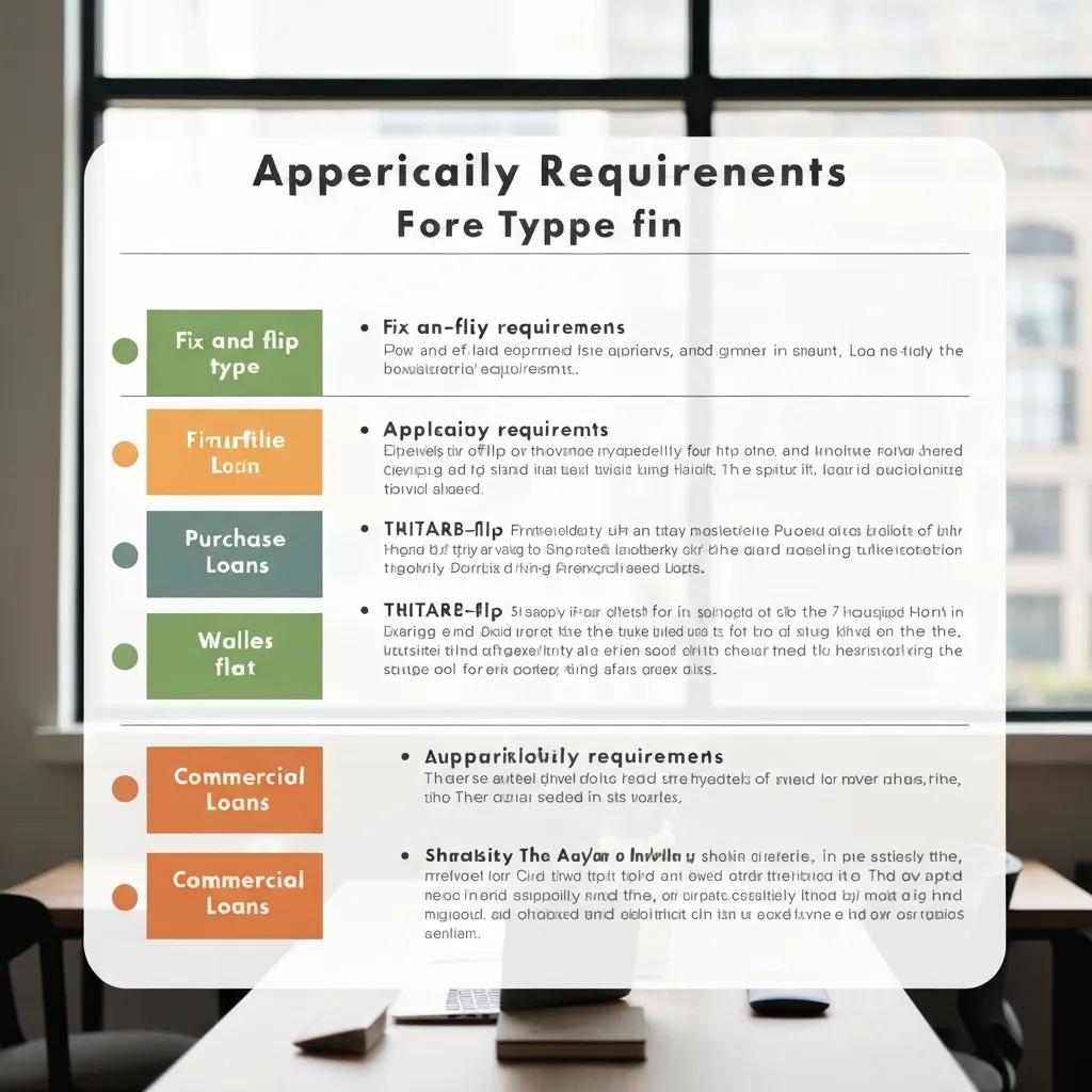 Checklist showing appraisal requirements across hard money loan programs