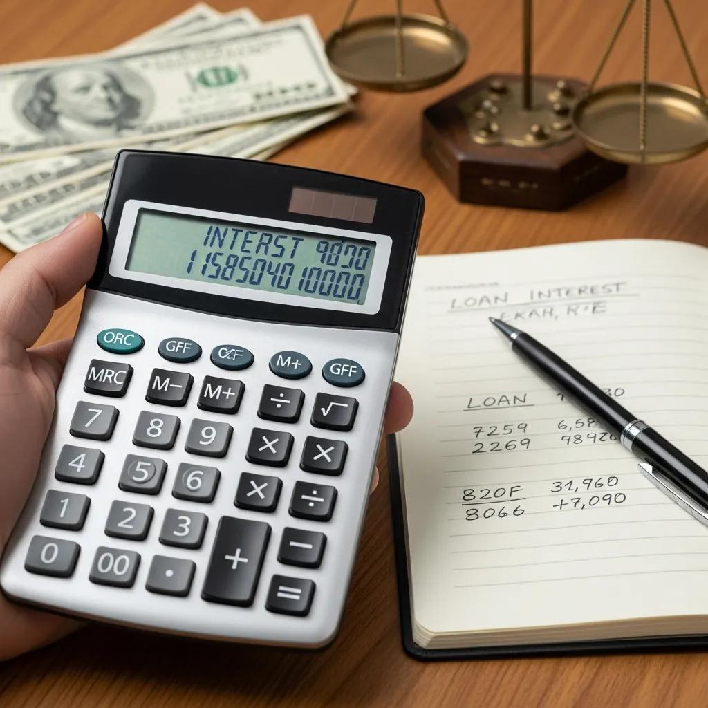 Calculating hard money loan interest with a calculator and notepad