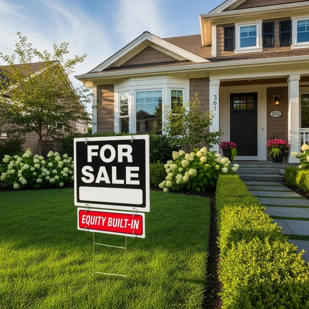 Close-up of a house with a 'For Sale' sign illustrating property equity as collateral