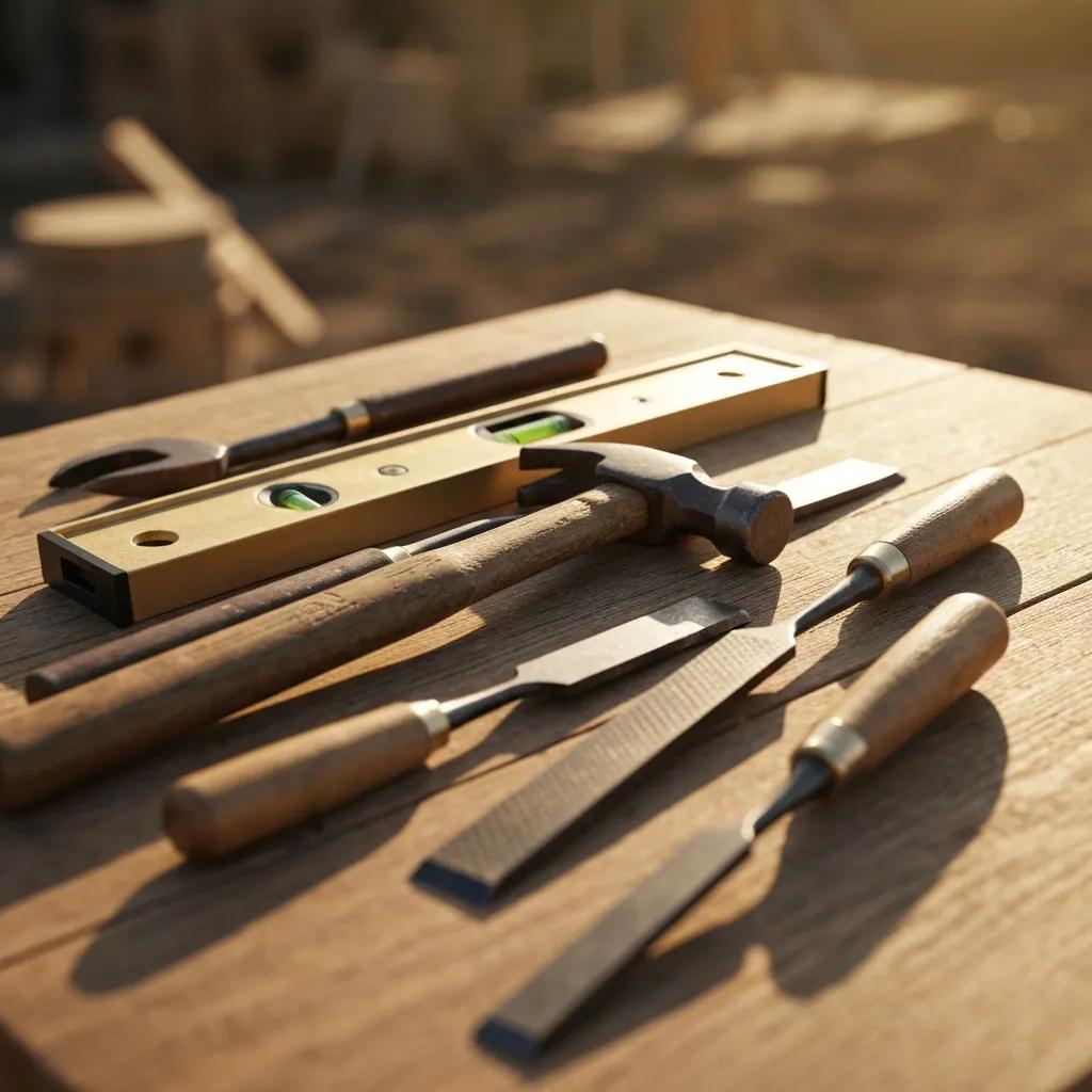 Construction loan documents and calculator on a work table