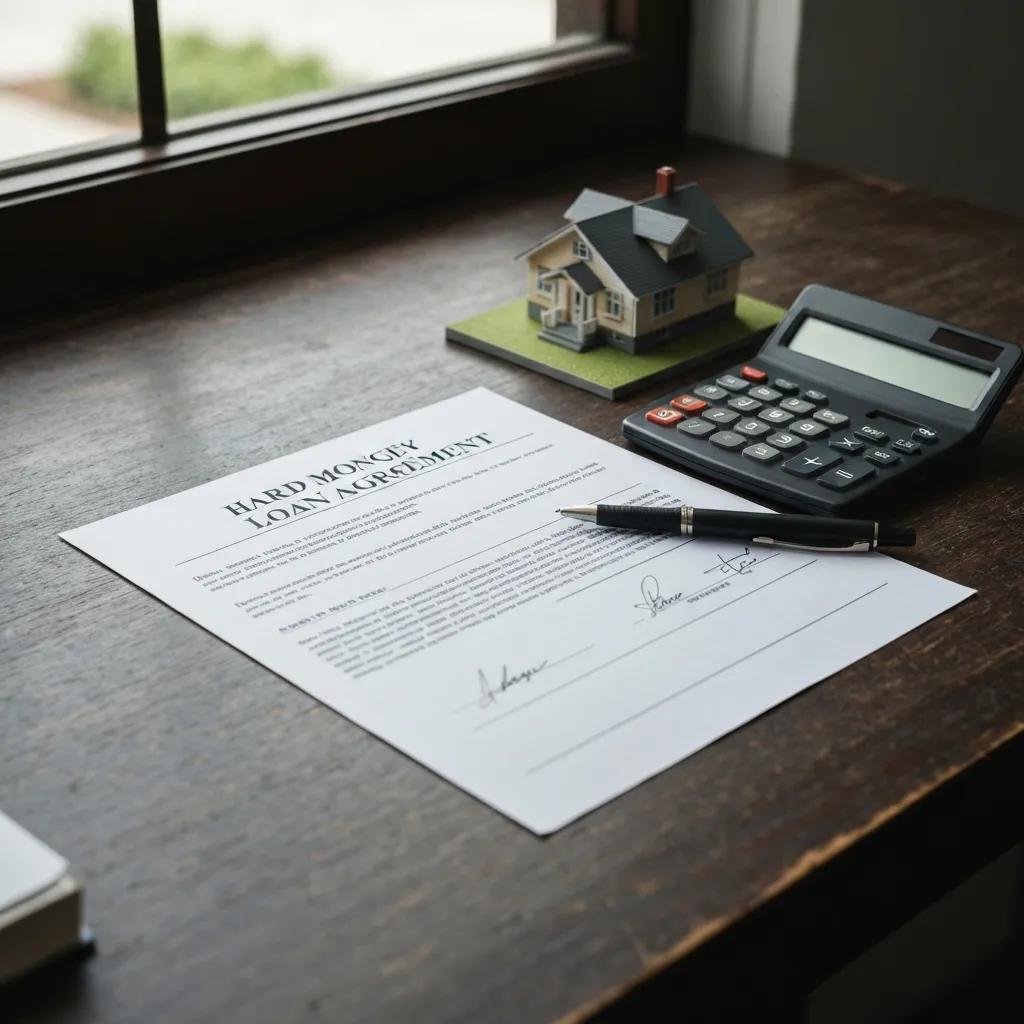 Loan agreement and budgeting materials on a table