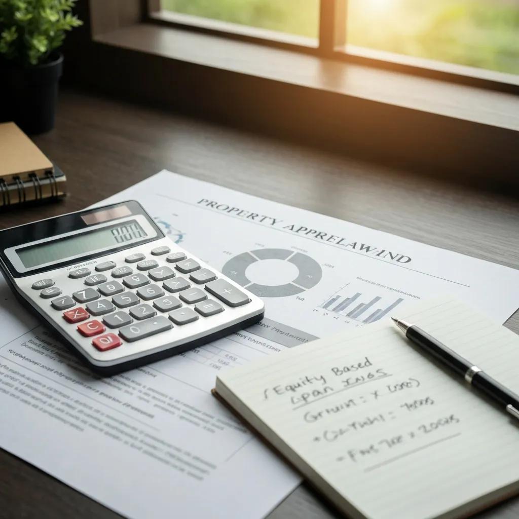 Property appraisal and calculator used to evaluate equity for a loan