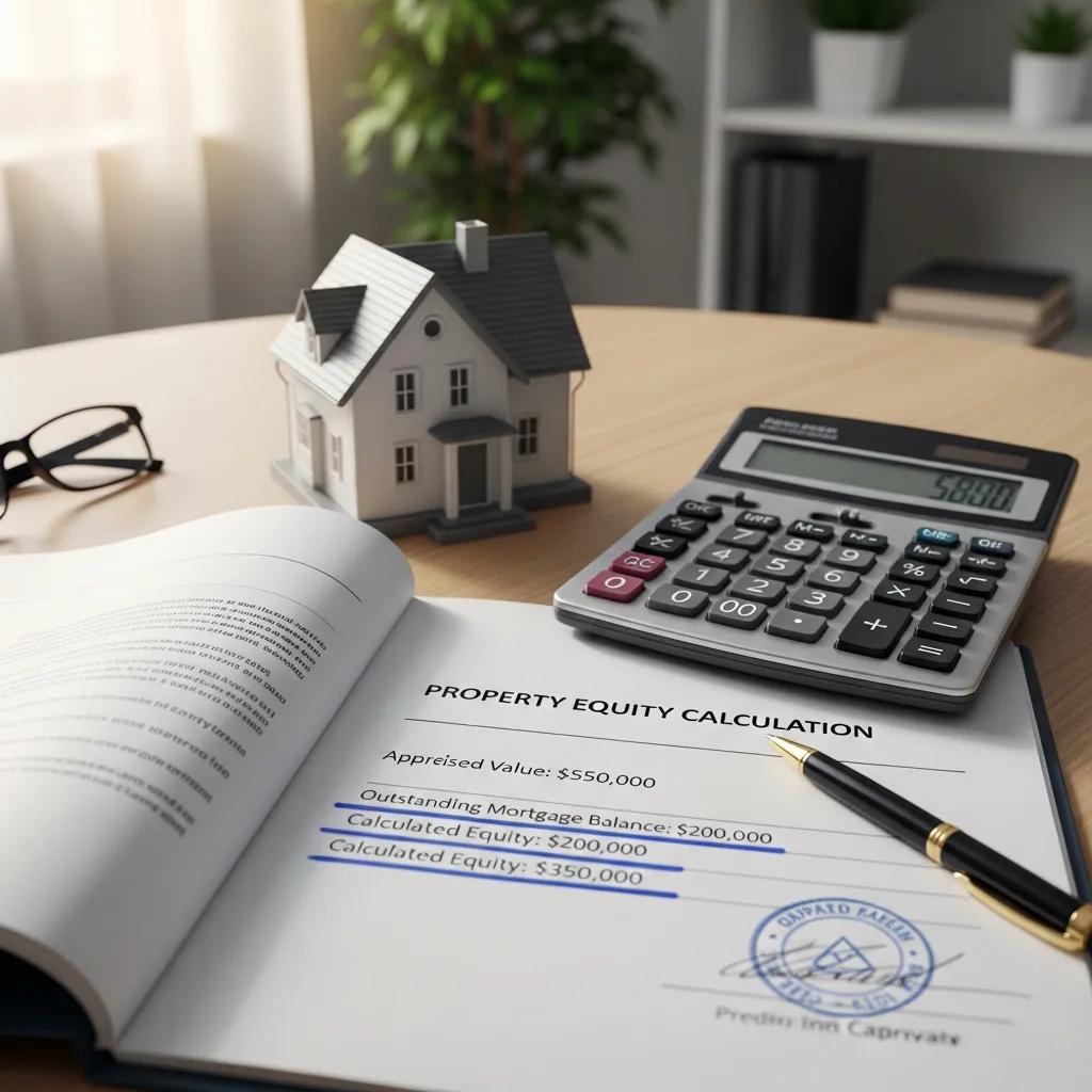 Appraisal report and calculator close-up showing how property equity affects loan approval