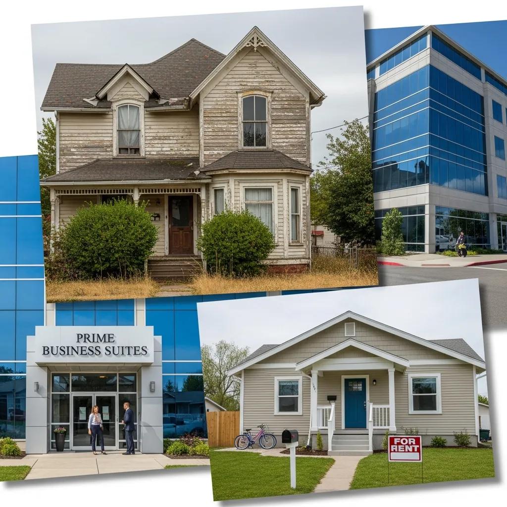 Collage of residential and commercial properties illustrating different loan types