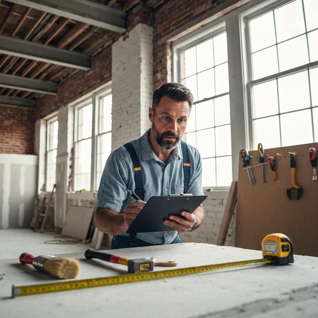 Contractor inspecting a commercial property renovation for a fix-and-flip project