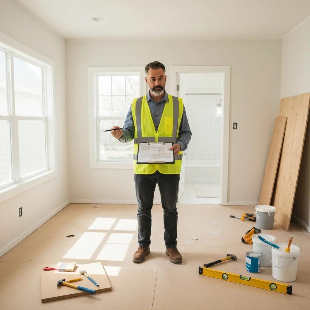 Contractor reviewing renovations as part of a fix-and-flip financing project