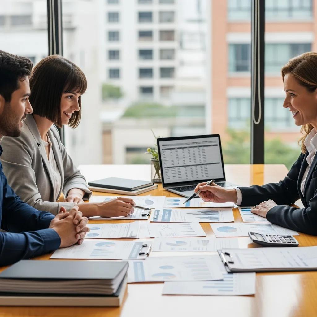 Borrowers meeting with an advisor to discuss traditional mortgage financing