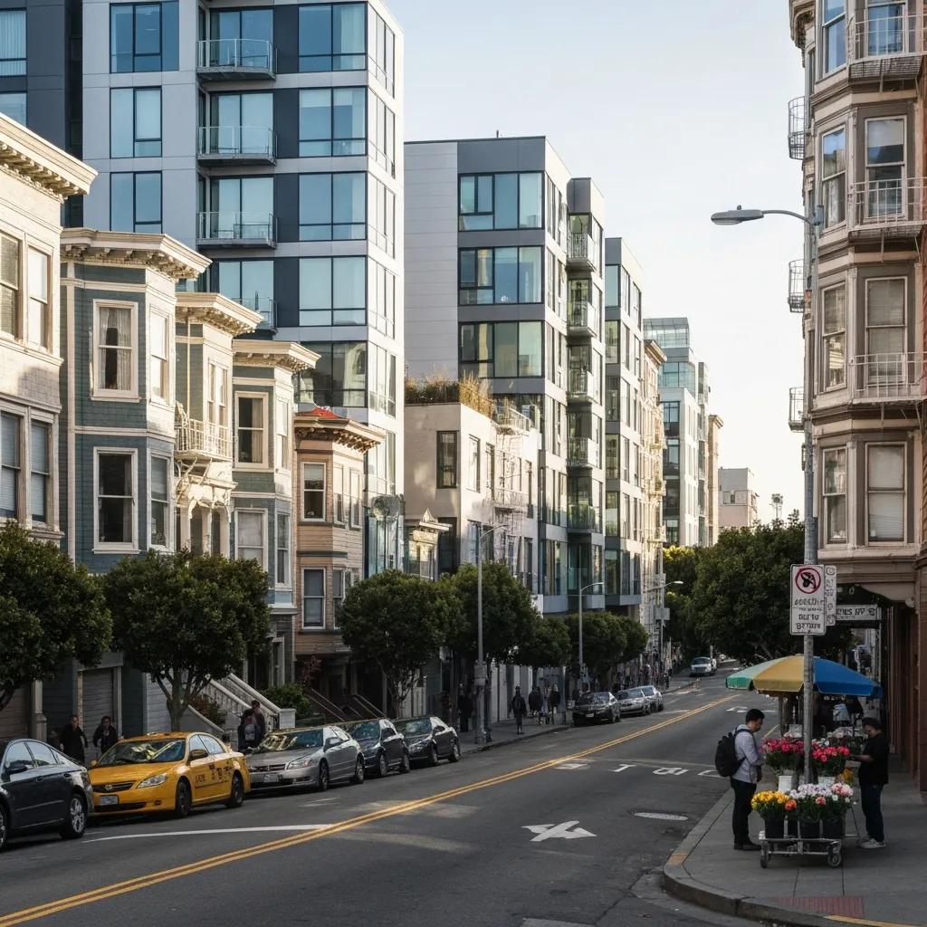 Neighborhood mix in California showing diverse home styles and price points