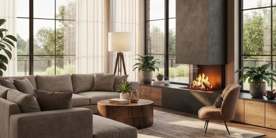 Diverse real estate investors collaborating in a cozy office setting with property documents and a laptop