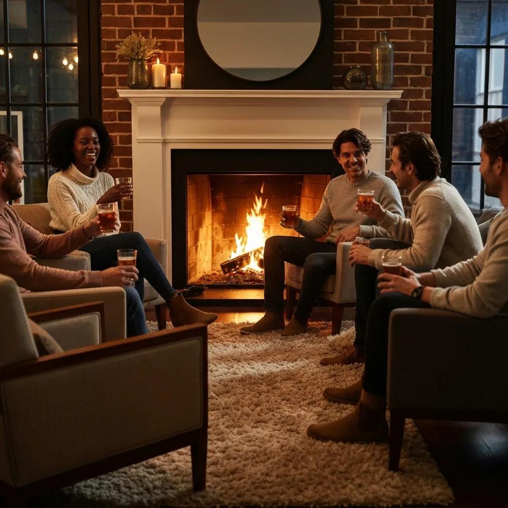 Diverse real estate investors discussing market trends in a modern office with city skyline view