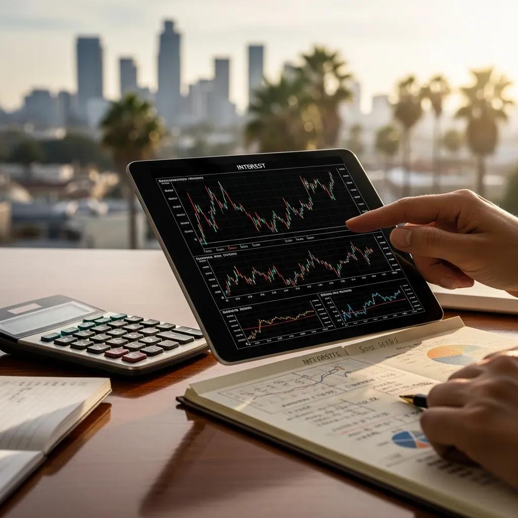 Analyst reviewing California hard money interest-rate charts