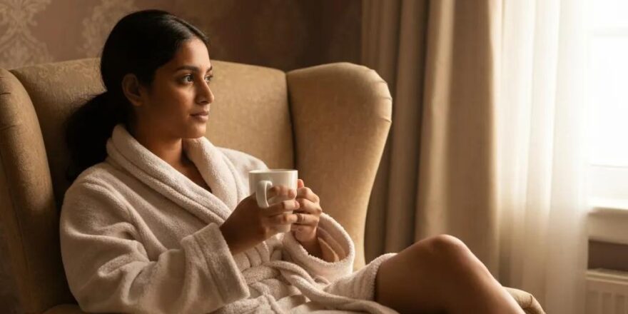 Friendly landlord and tenant discussing rental agreement in a cozy living room