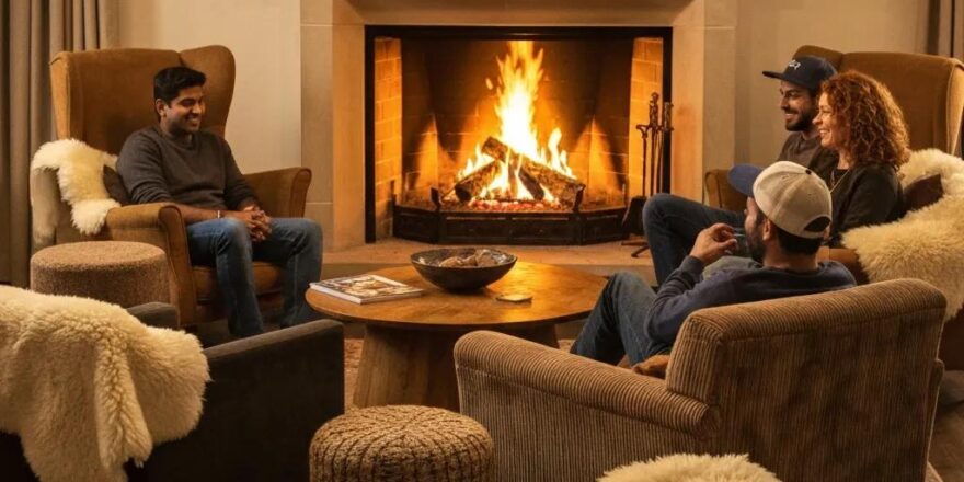 Group of real estate investors collaborating in a cozy home office setting