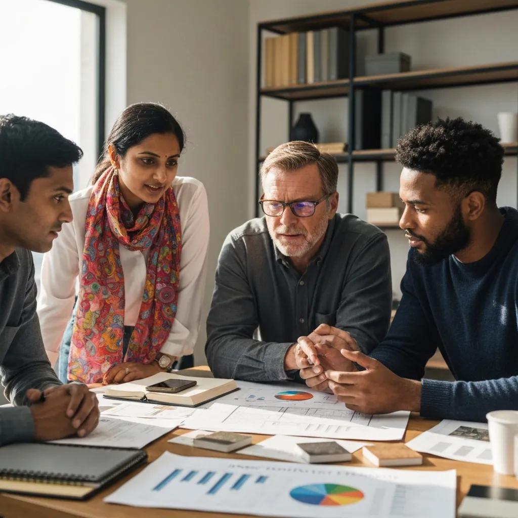 Group of investors discussing loan options