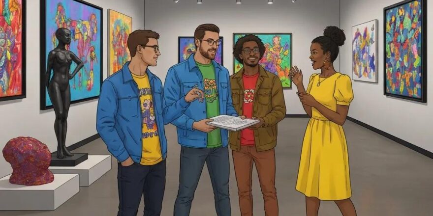 Group of real estate investors discussing hard money loans in a modern office