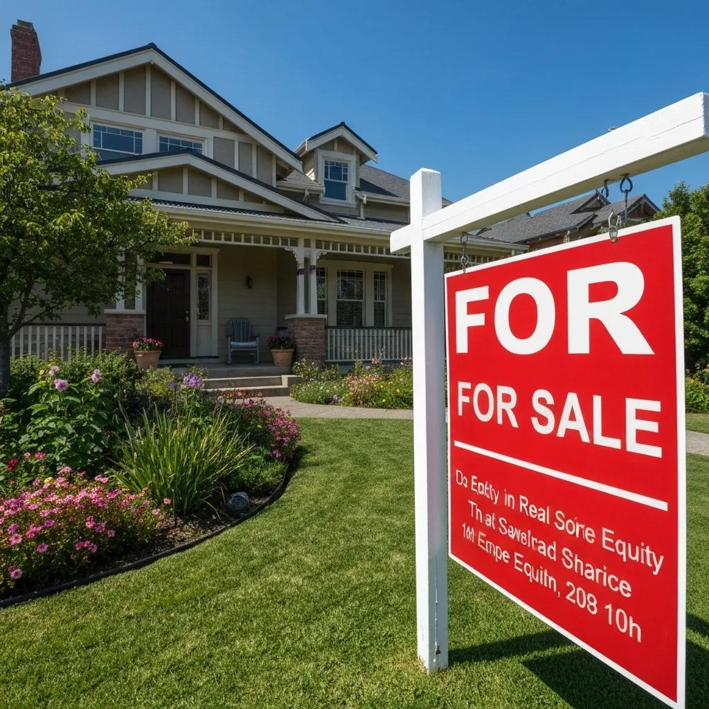 House with a For Sale sign representing equity in real estate for third mortgages