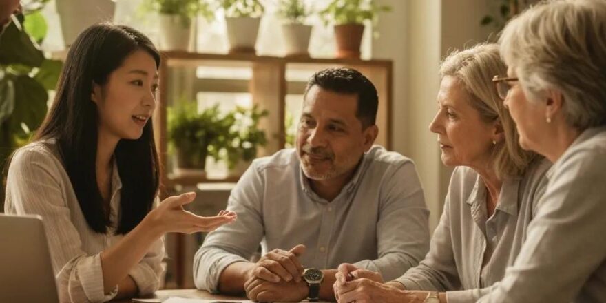 Investors discussing hard money loans in a cozy office setting