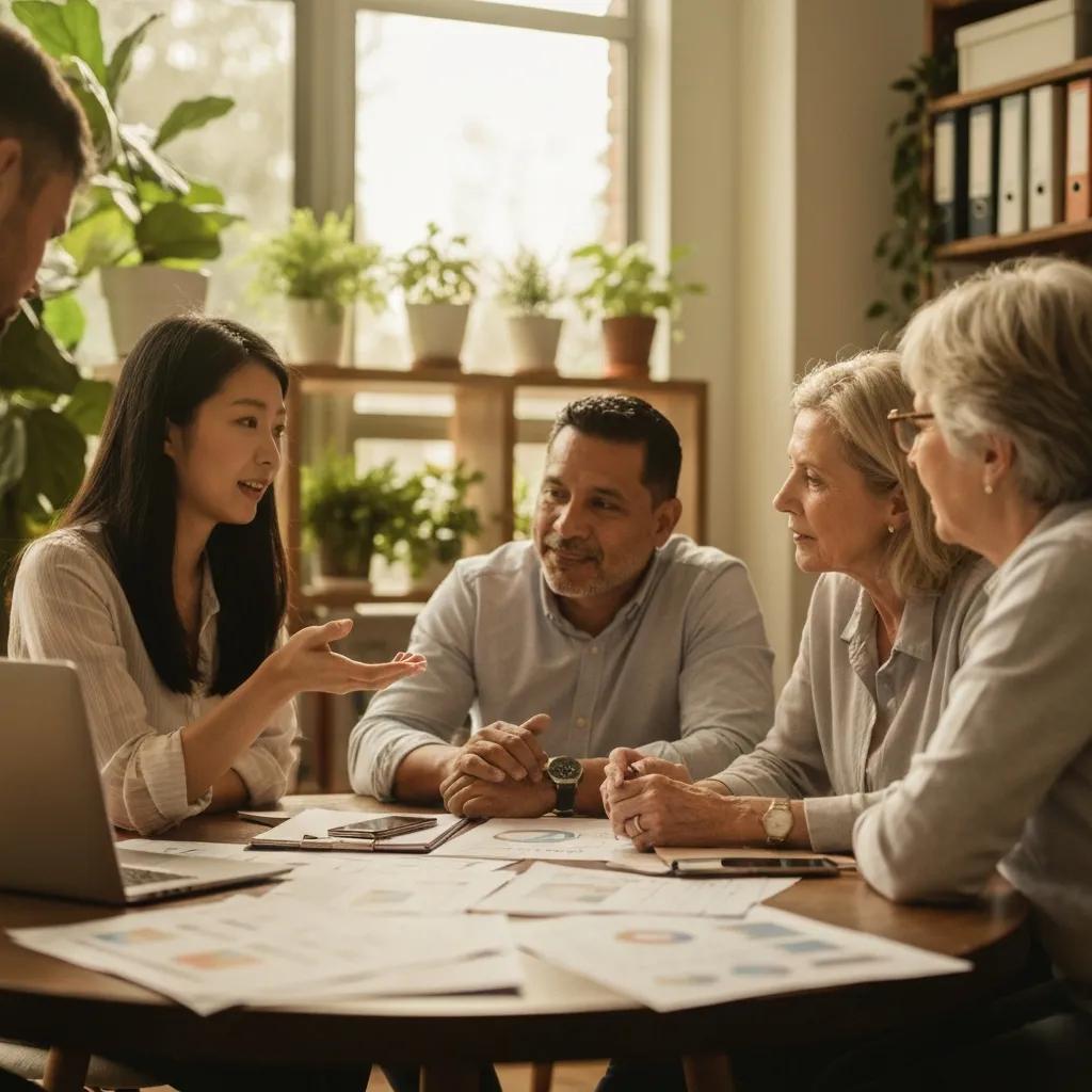 Investors discussing hard money loans in a cozy office setting