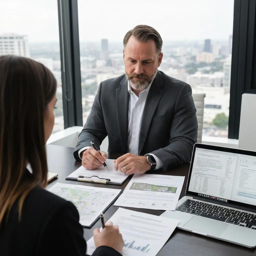 Borrower and lender discussing hard money options in an office — program-based pricing explained