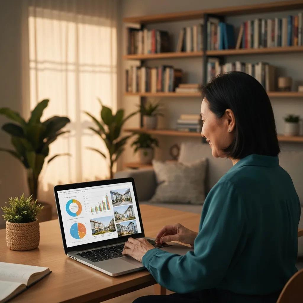 Investor reviewing a diversified real estate portfolio on a laptop