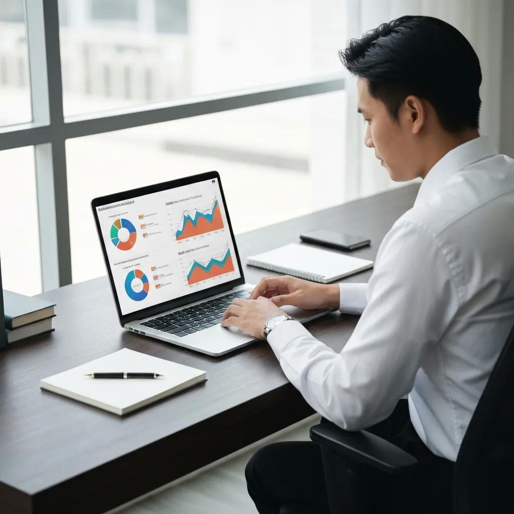 Person reviewing real estate market charts on a laptop