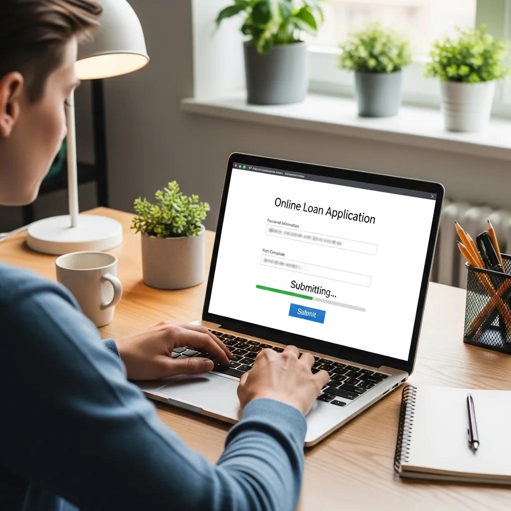 Applicant submitting loan documentation from a home office