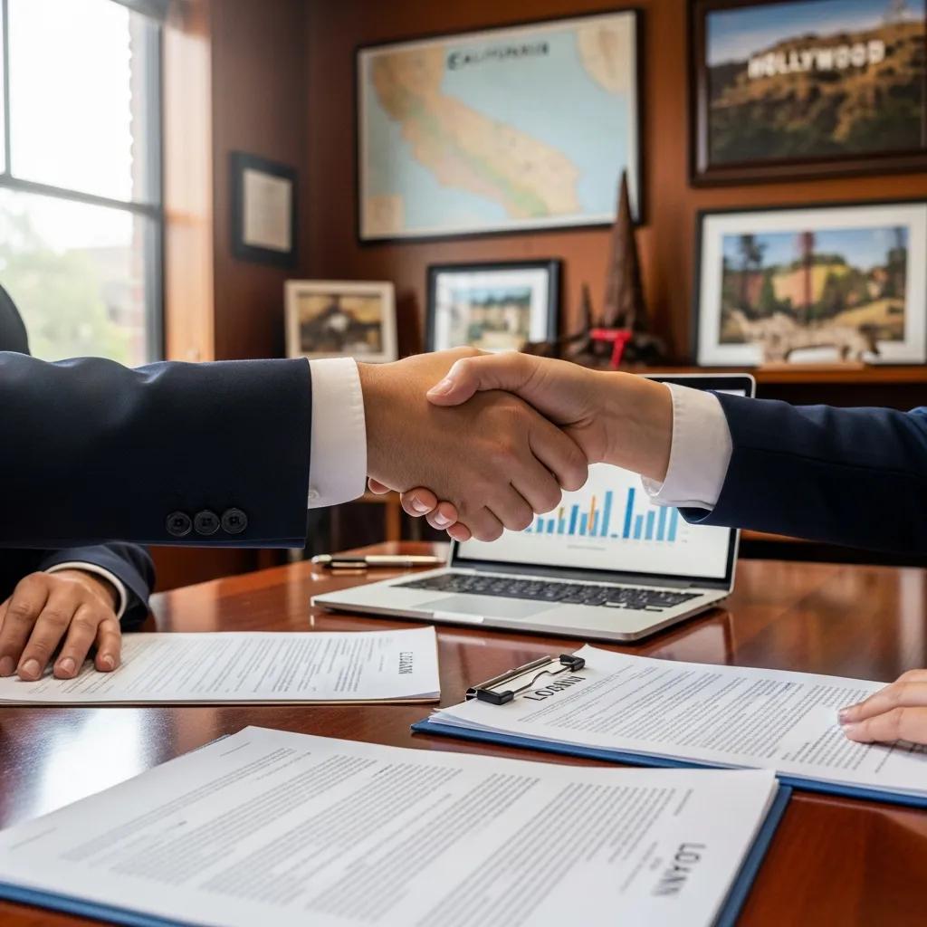 Lender and borrower meeting to review loan terms and collateral