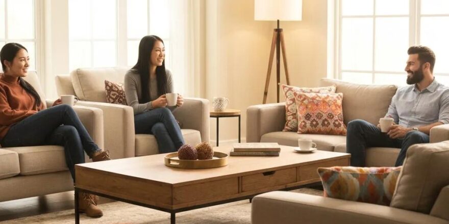 Professionals discussing private lending strategies in a modern office