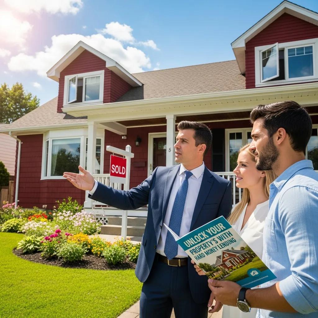 Agent showing property details to a potential borrower