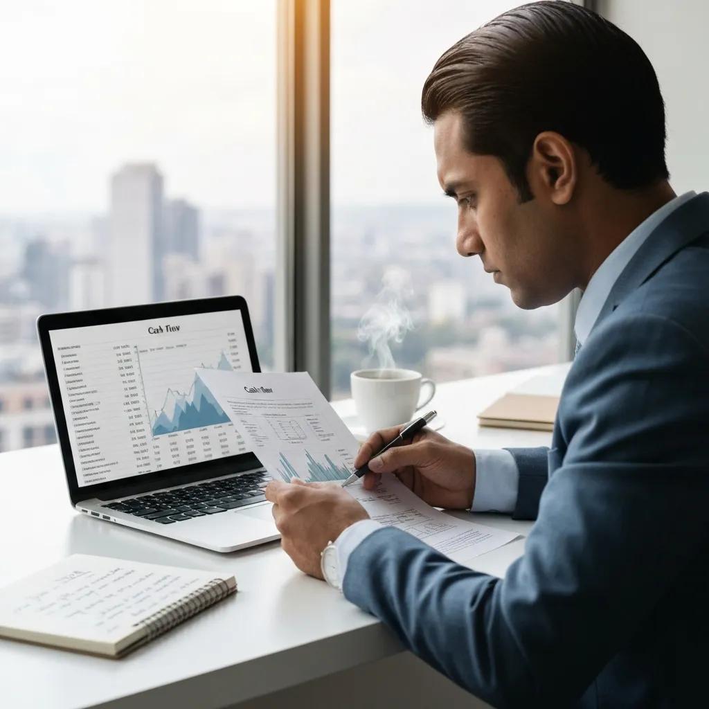 Investor reviewing cash‑flow projections and interest‑only scenarios