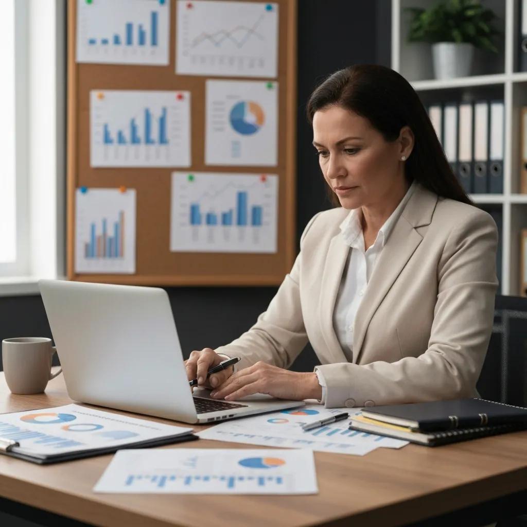 Investor reviewing economic charts and market indicators on a laptop
