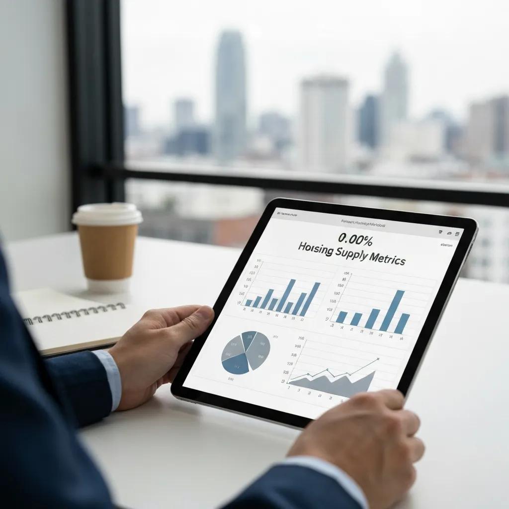Investor reviewing housing supply metrics on a tablet