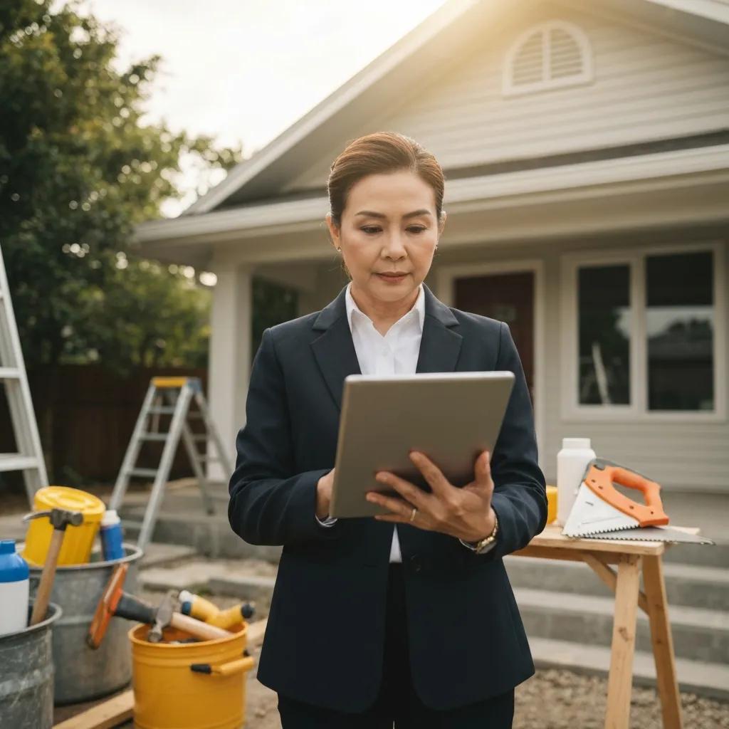 Investor reviewing property details during a renovation