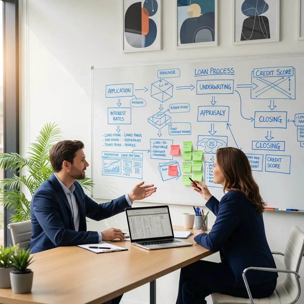 Investor and advisor reviewing loan steps