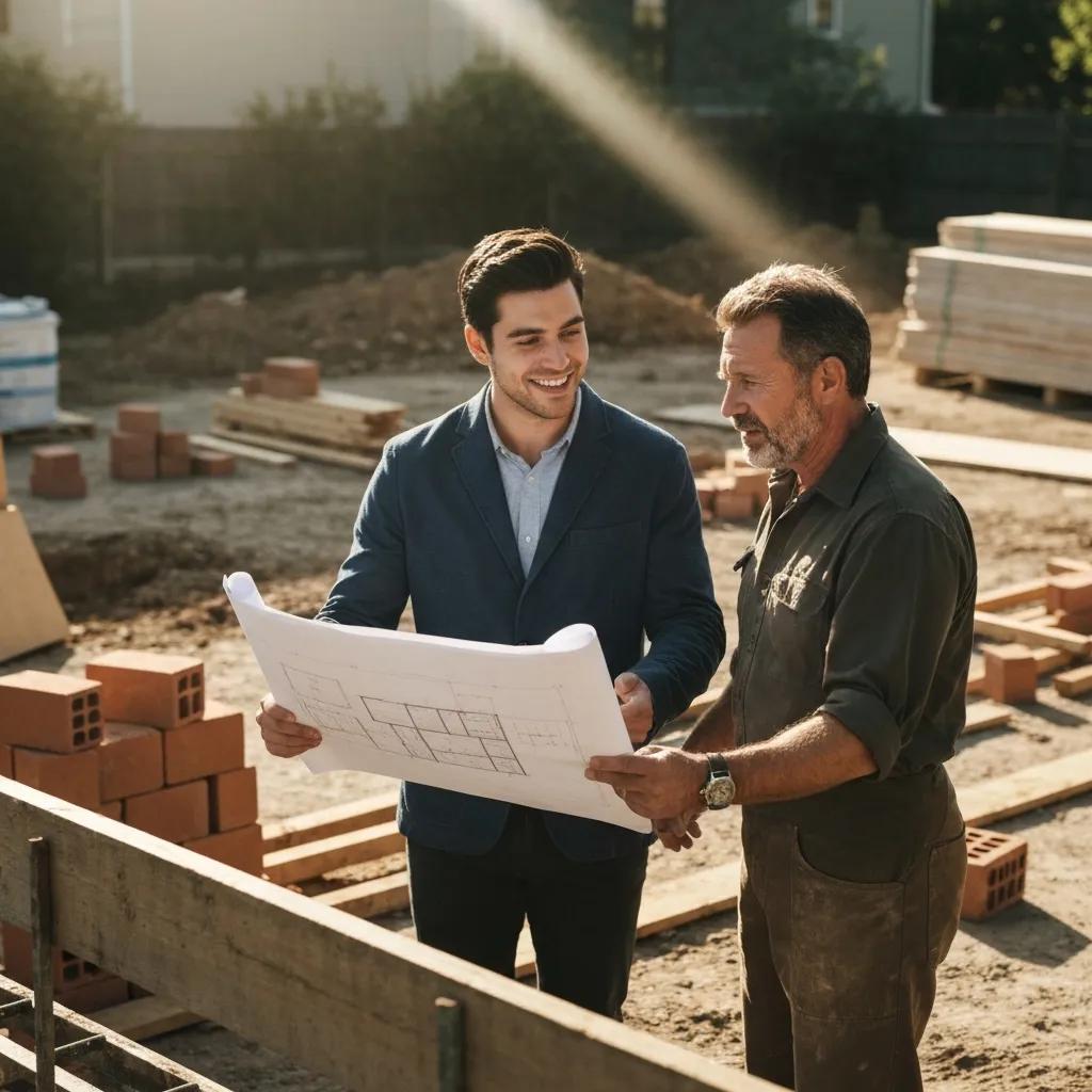 Investor and contractor reviewing rehab plans for a cash-out refinance project