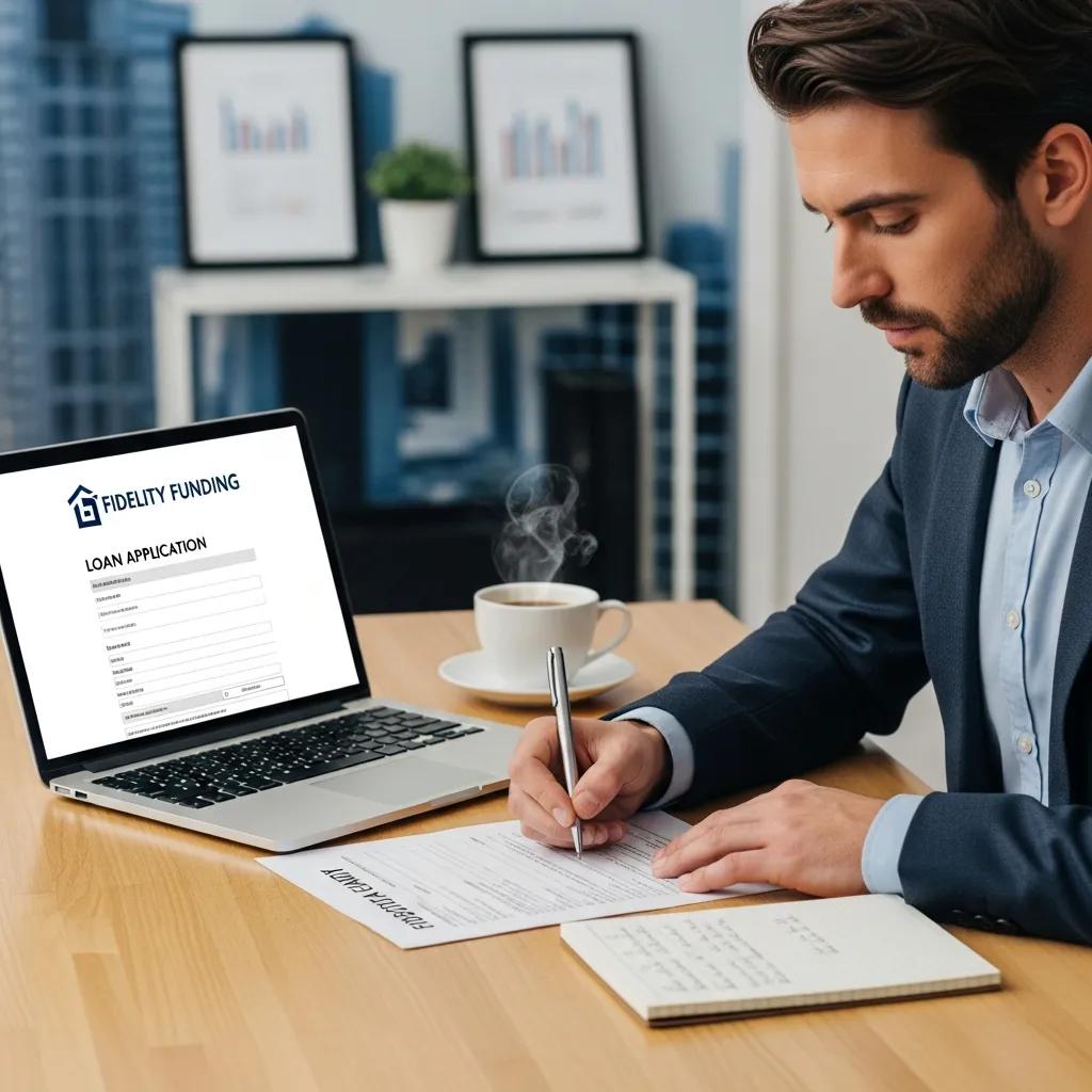 Investor completing a loan submission form at a desk
