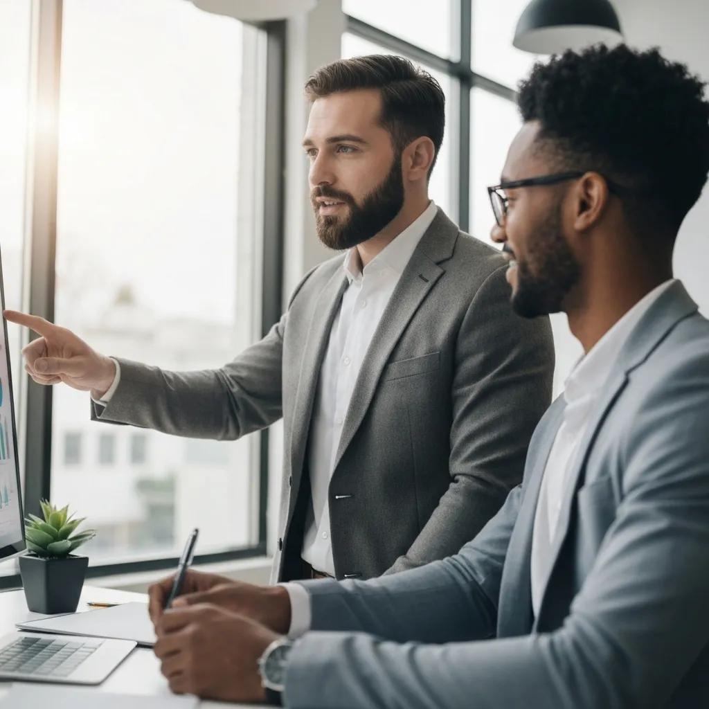 Investor reviewing rental income projections with an advisor — DSCR loan planning