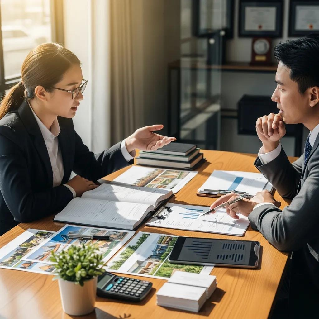 Investor reviewing loan terms with an advisor
