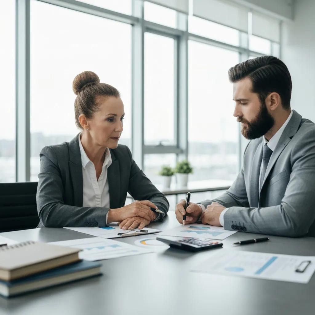 Investor and lender discussing hard money options in a conference room