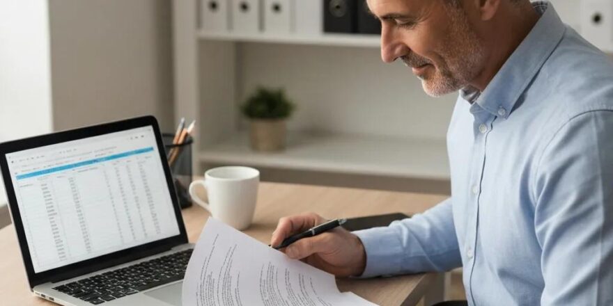 Real estate investor reviewing documents in a cozy home office, emphasizing hard money loan importance