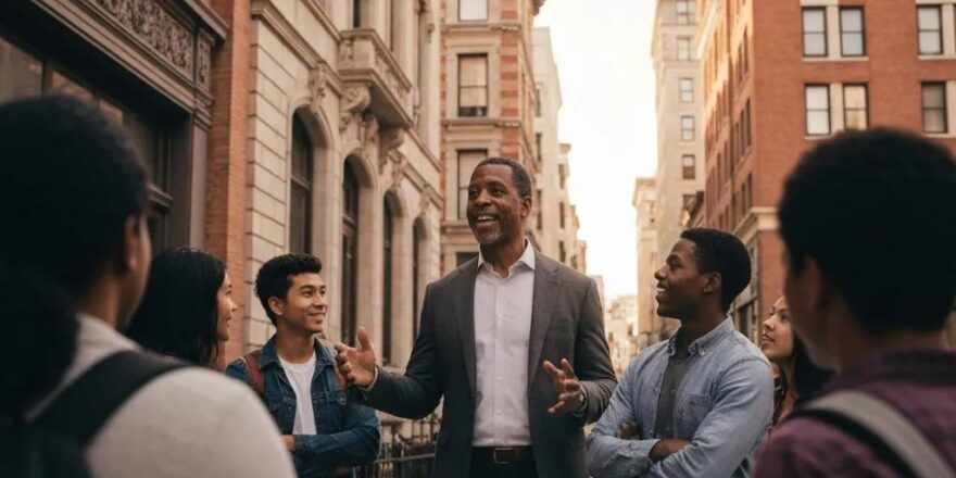 Real estate investor reviewing hard money appraisal documents in a cozy office setting