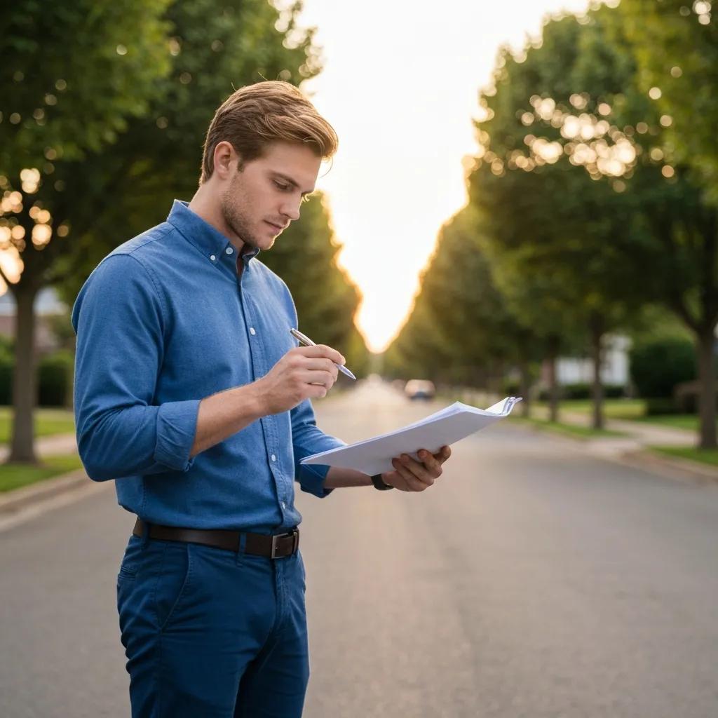 Investor reviewing loan program details with calculator and notepad