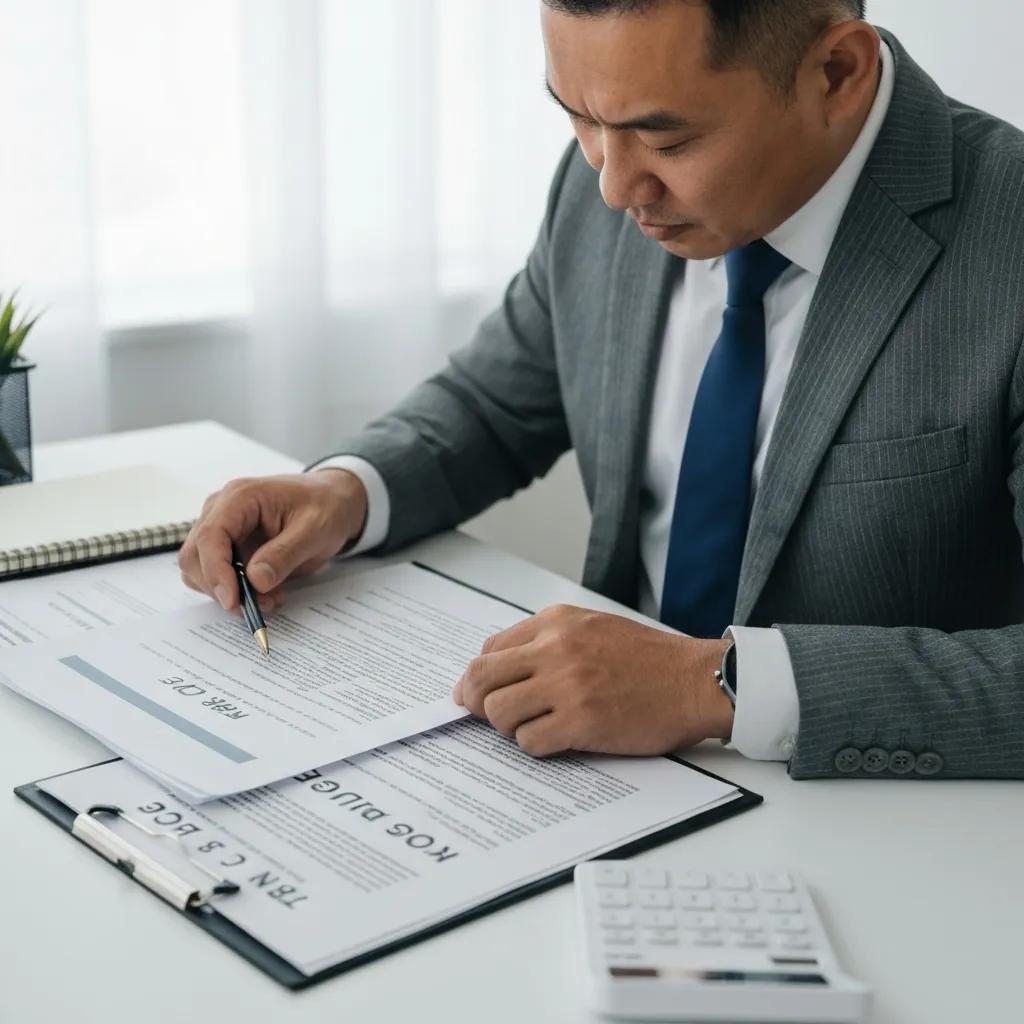 Investor reviewing specialized loan paperwork on a desk
