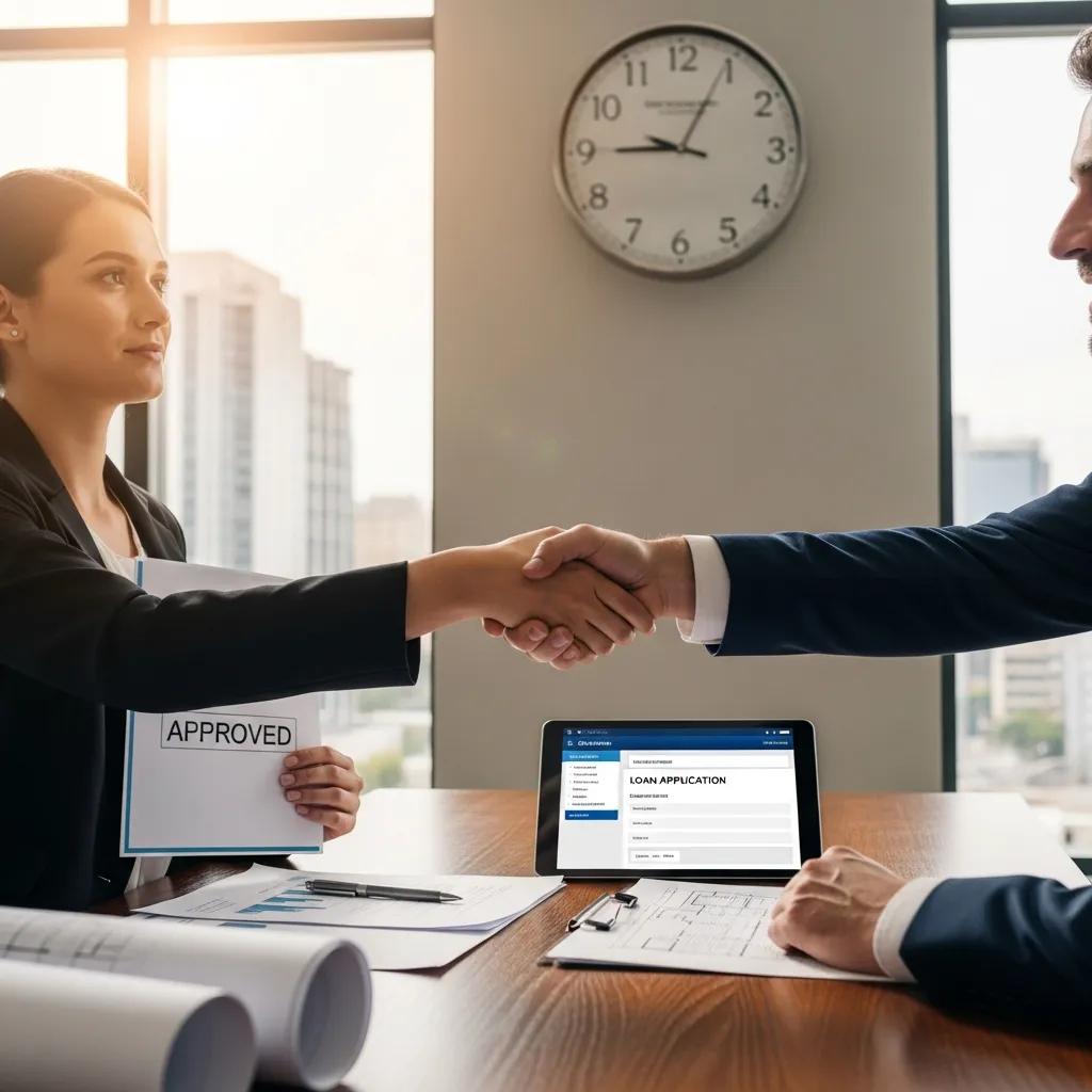 Investor shaking hands with lender after fast loan approval