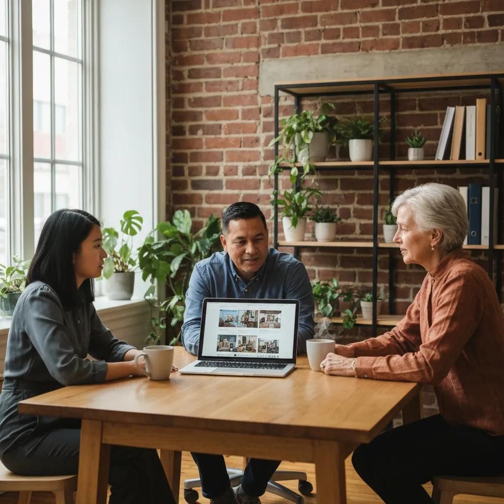 Real estate investors collaborating on 1031 exchange strategies in a cozy office environment