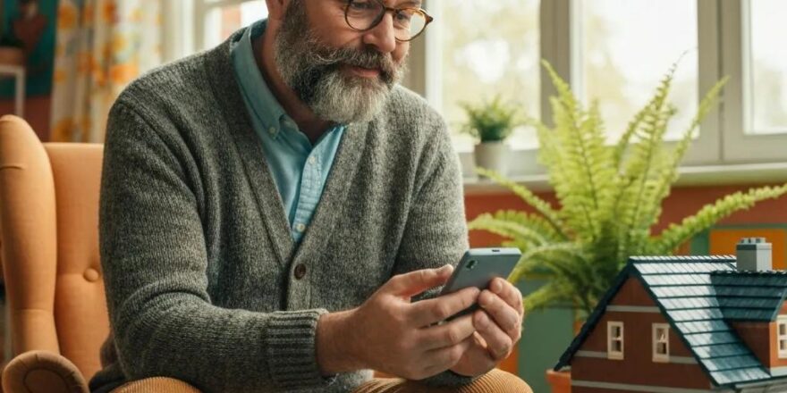Real estate investors collaborating on zoning laws with blueprints and coffee in a modern office