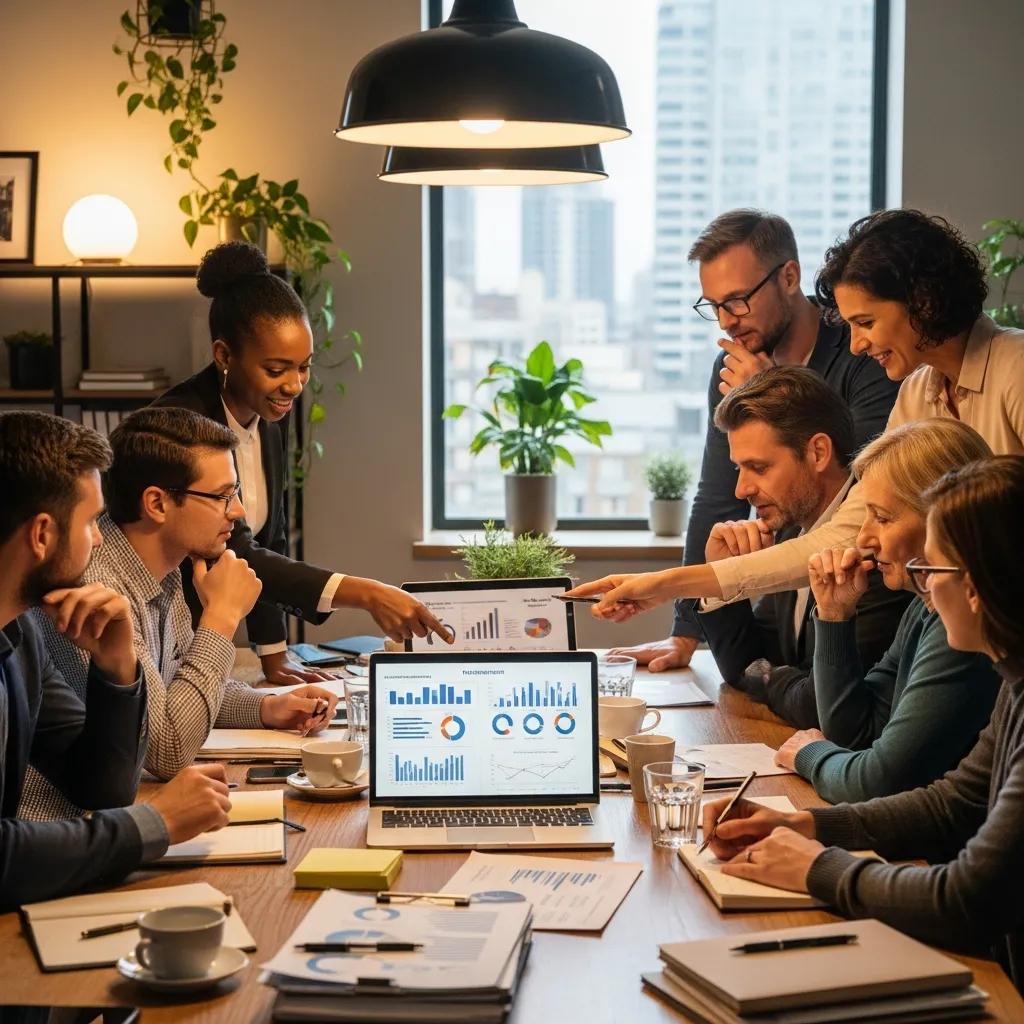 Real estate investors discussing hard money lending and traditional loans in a modern office
